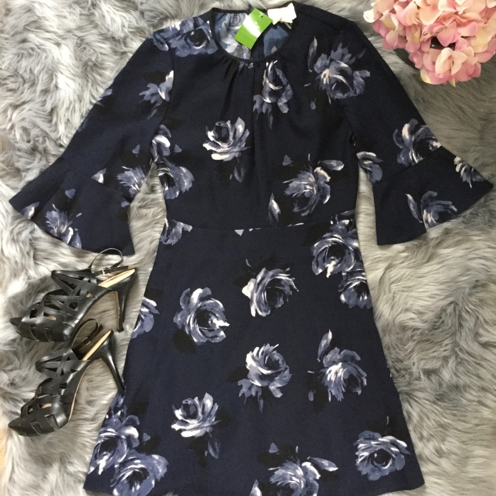 Kate spade night rose crepe dress, floral black